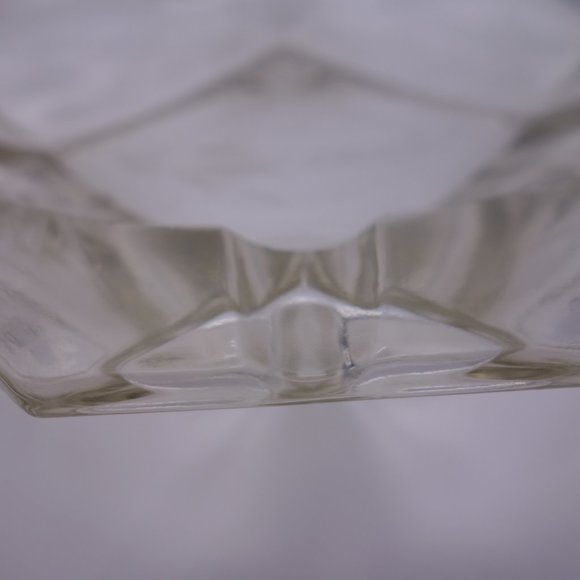 Square Glass Cigar Ash Tray with Wheat Stalk Etching Design - Picture 3 of 12